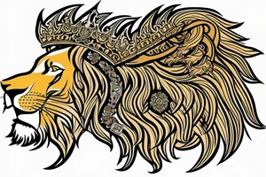 the lion from Persian Kingdom Flag with  crown tattoo idea