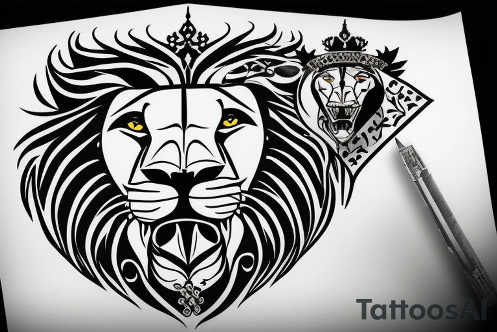 the lion from Persian Kingdom Flag with  crown tattoo idea