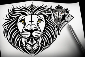 the lion from Persian Kingdom Flag with  crown tattoo idea