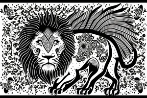 the lion from Persian Kingdom Flag with  crown tattoo idea