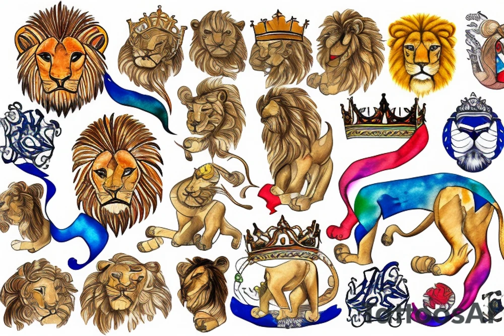 the lion from Persian Kingdom Flag with  crown tattoo idea