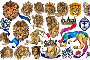 the lion from Persian Kingdom Flag with  crown tattoo idea