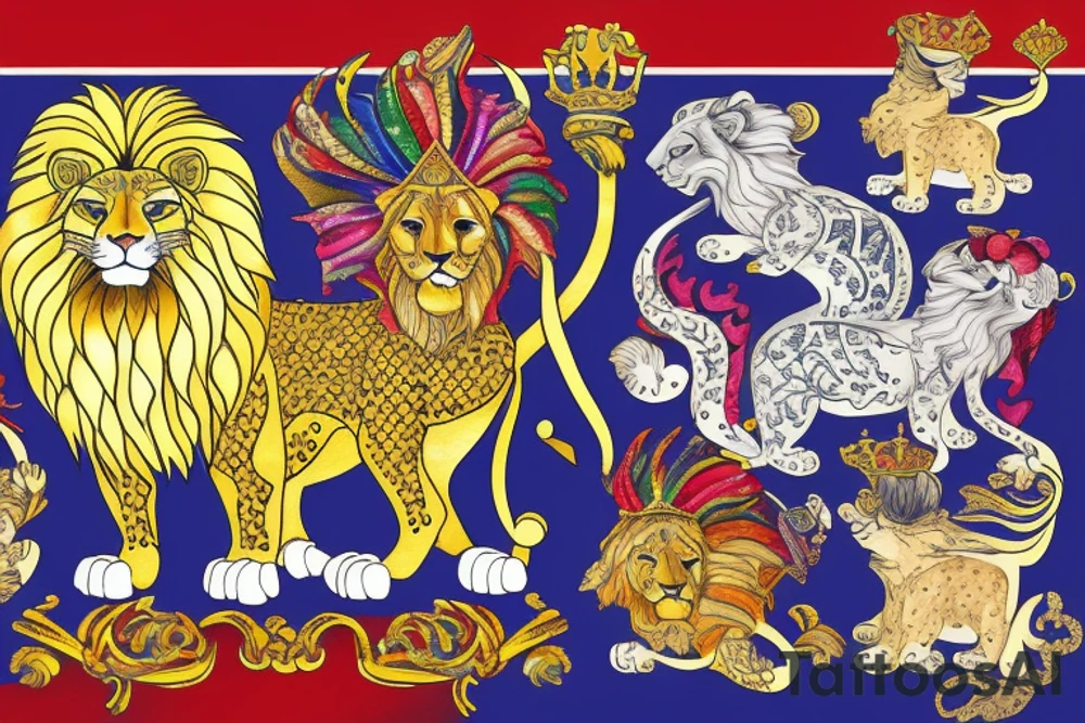 the lion from Persian Kingdom Flag with  crown tattoo idea