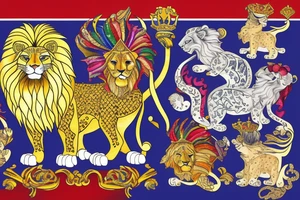the lion from Persian Kingdom Flag with  crown tattoo idea