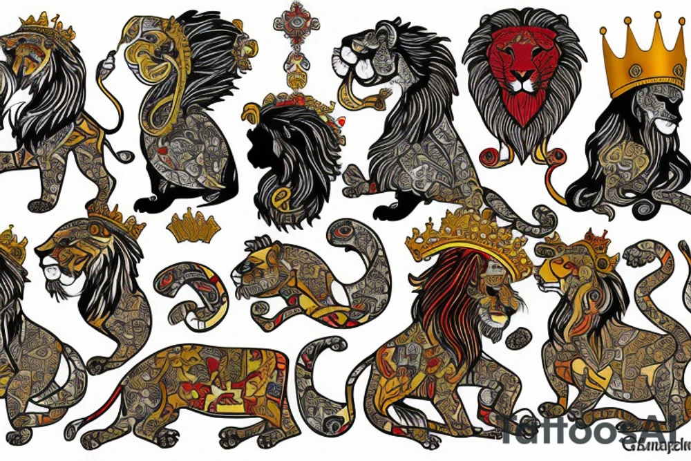 the lion from Persian Kingdom Flag with  crown tattoo idea