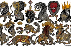 the lion from Persian Kingdom Flag with  crown tattoo idea