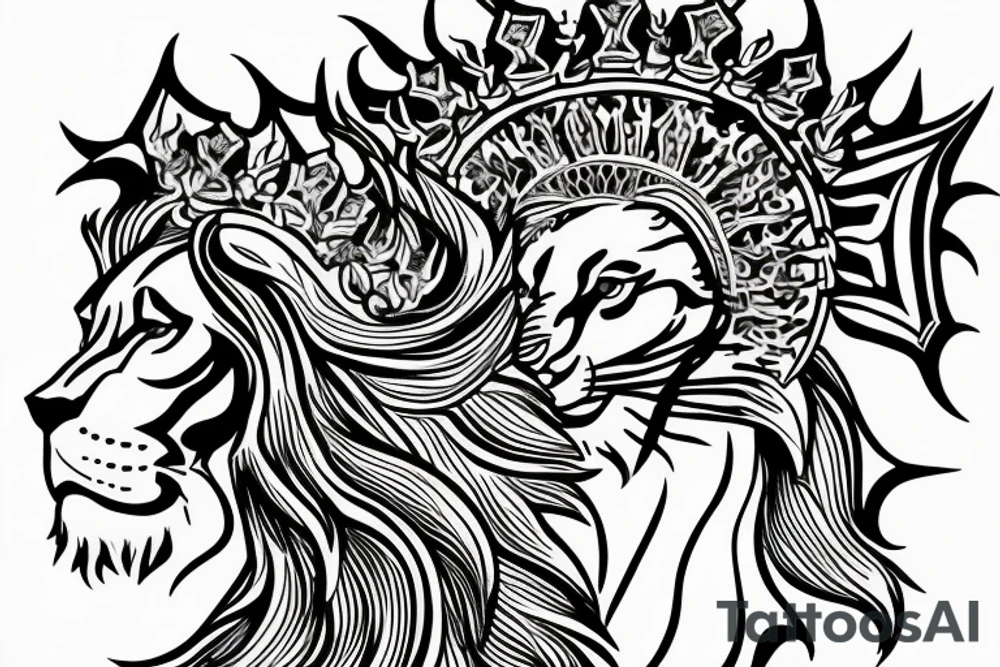 the lion from Persian Kingdom Flag with  crown tattoo idea
