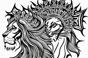 the lion from Persian Kingdom Flag with  crown tattoo idea