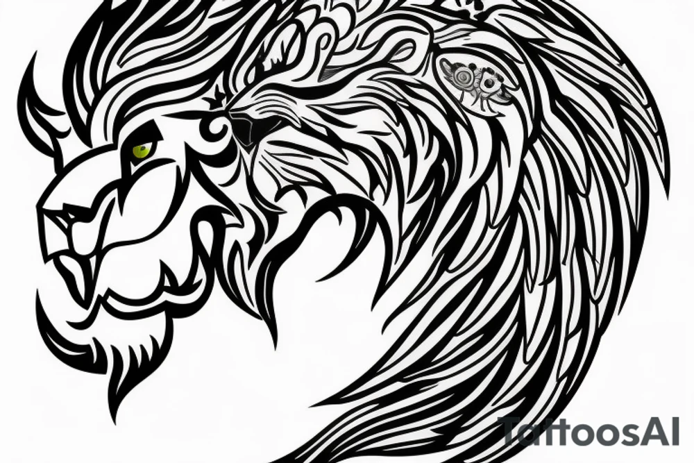 the lion from Persian Kingdom Flag with  crown tattoo idea