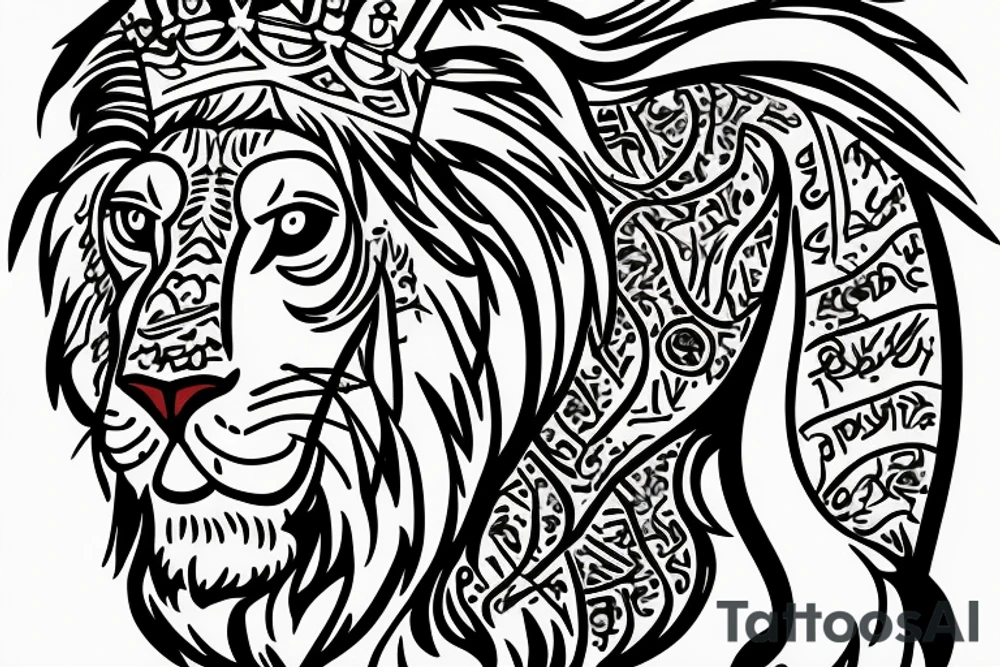 the lion from Persian Kingdom Flag with  crown tattoo idea