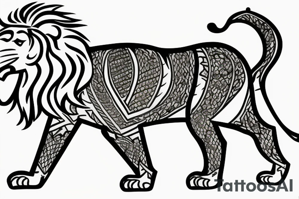 the lion from Persian Kingdom Flag with  crown tattoo idea