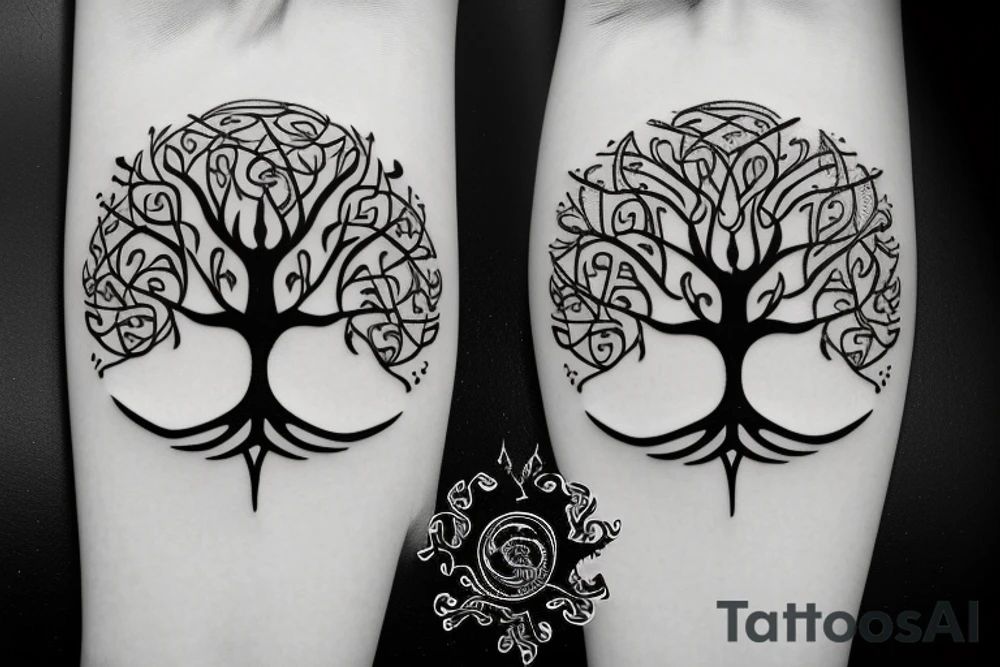 Viking tree of life minimal tattoo idea
