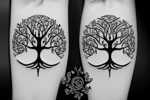 Viking tree of life minimal tattoo idea