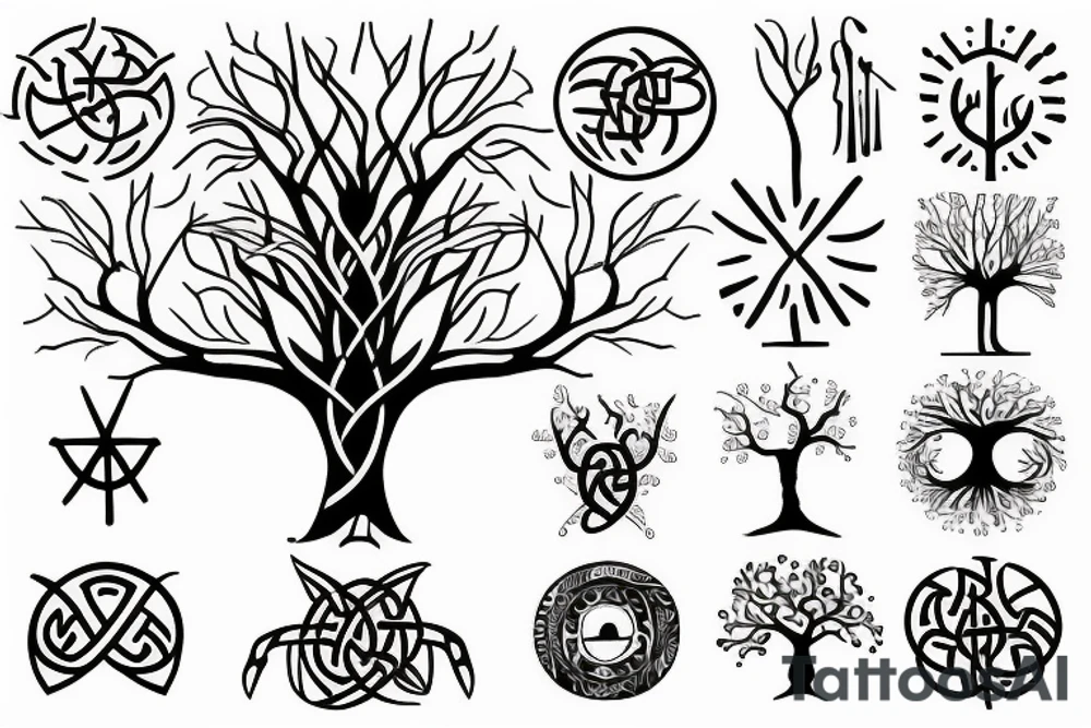 Viking tree of life minimal tattoo idea