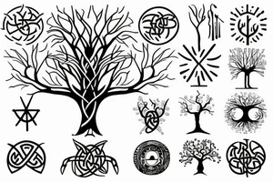 Viking tree of life minimal tattoo idea