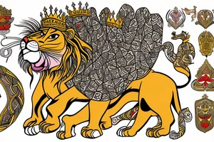 the lion from Persian Kingdom Flag with  crown tattoo idea
