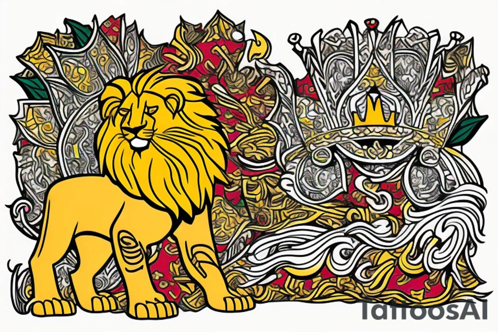 the lion from Persian Kingdom Flag with  crown tattoo idea