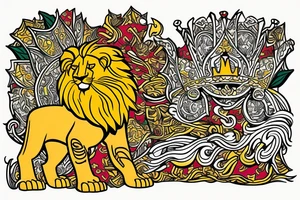 the lion from Persian Kingdom Flag with  crown tattoo idea