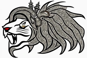the lion head from Persian Kingdom Flag with  crown tattoo idea