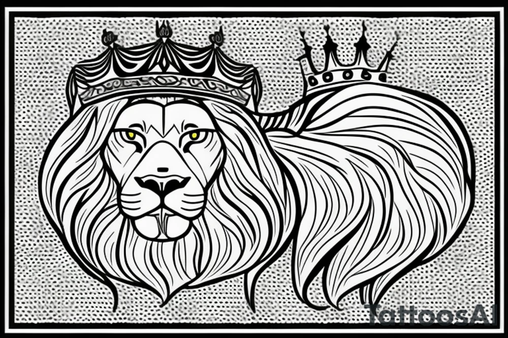 the lion head from Persian Kingdom Flag with  crown tattoo idea