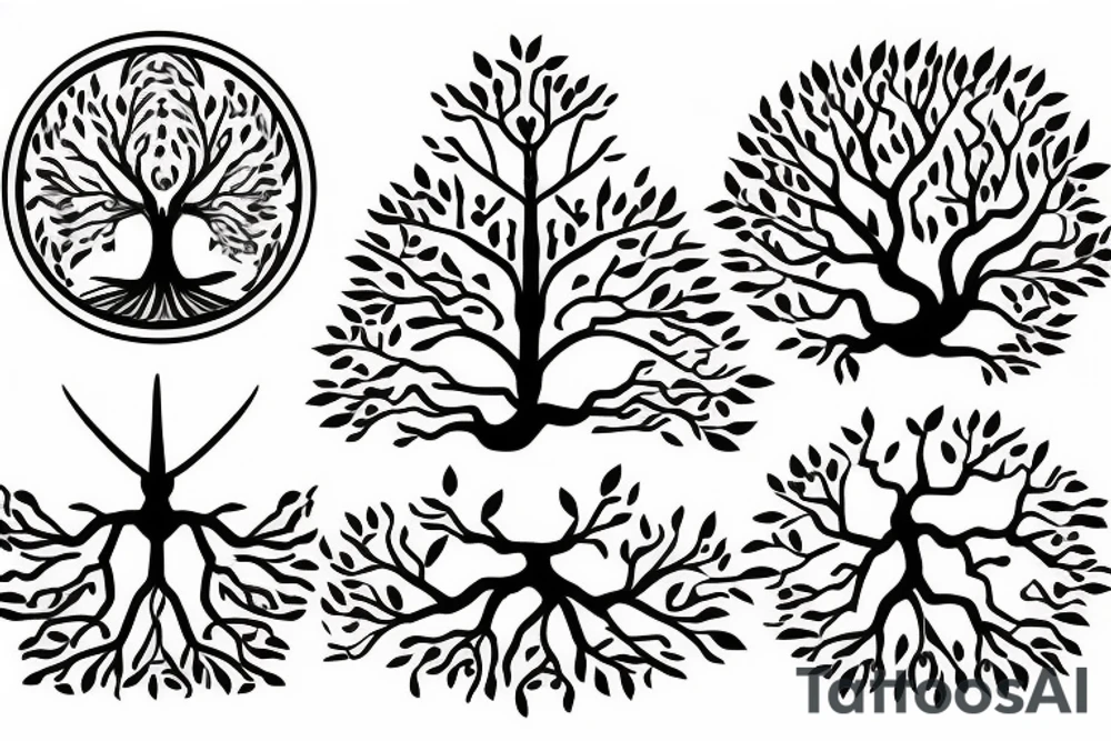 Viking tree of life minimal tattoo idea