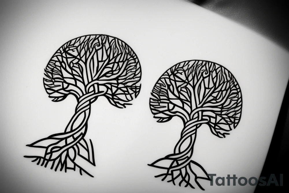Viking tree of life minimal tattoo idea