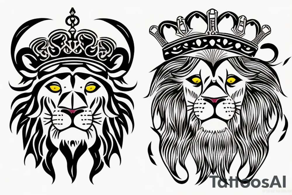 the lion head from Persian Kingdom Flag with  crown tattoo idea