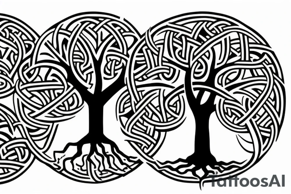Viking tree of life minimal tattoo idea