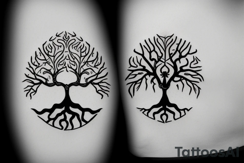 Viking tree of life minimal tattoo idea