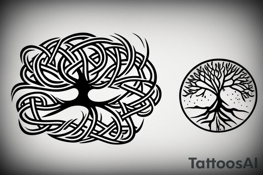 Viking tree of life minimal simple tattoo idea