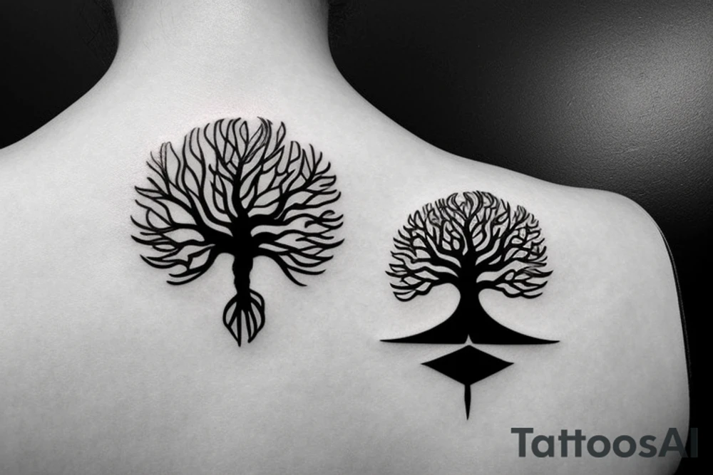 Viking tree of life minimal simple tattoo idea