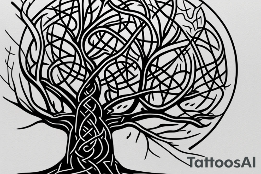 Viking tree of life minimal simple tattoo idea