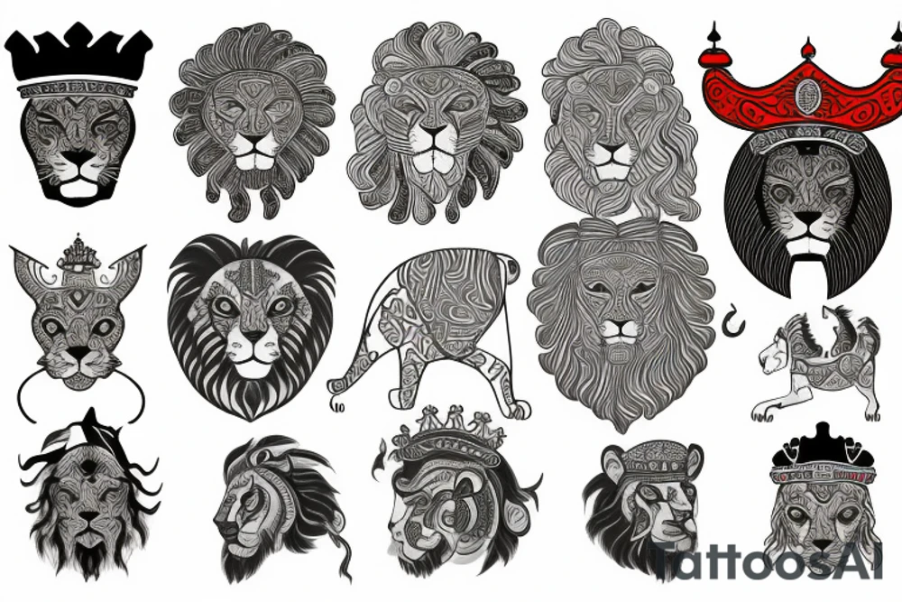 the lion head from Persian Kingdom Flag with  crown tattoo idea