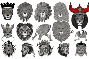 the lion head from Persian Kingdom Flag with  crown tattoo idea