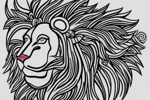 lion head that represents great power with a crown and sun behind it tattoo idea