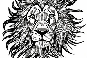 lion head that with great power with a crown and sun behind it tattoo idea