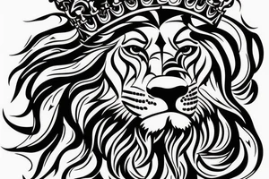 lion head that with great power with a crown and sun shining behind it tattoo idea