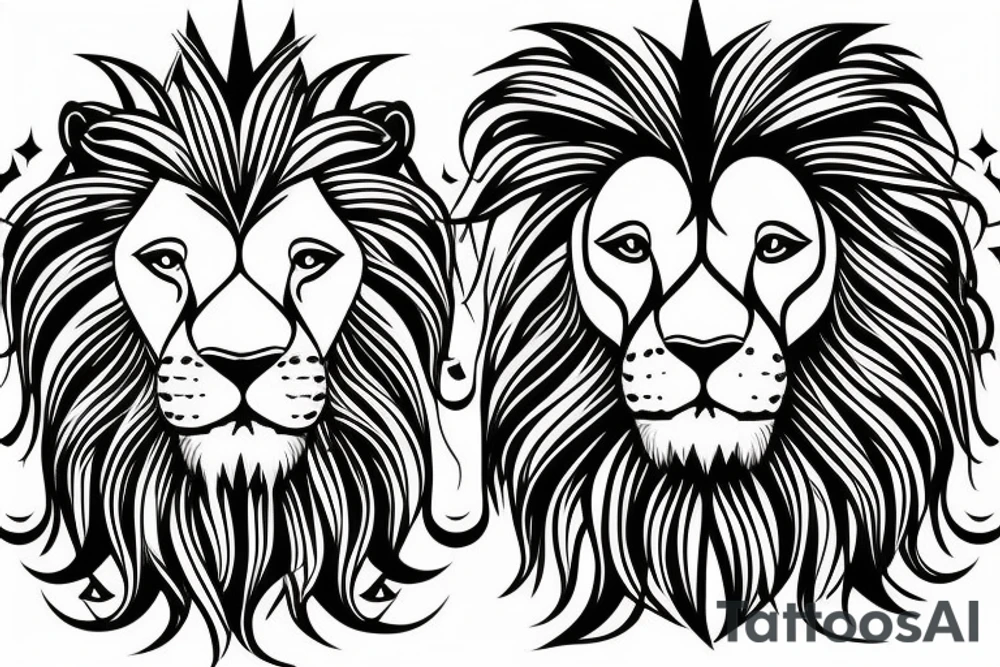 lion head that with great power with a crown and sun shining behind it tattoo idea