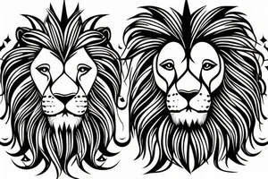 lion head that with great power with a crown and sun shining behind it tattoo idea