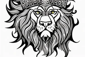 lion head that with great power with a crown and sun shining behind it tattoo idea