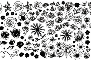 Minimalistic Rising sun with flower tattoo idea