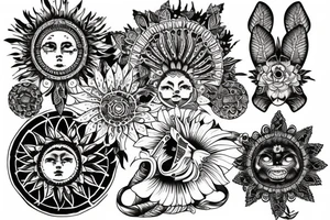 Rising sun boho style tattoo idea
