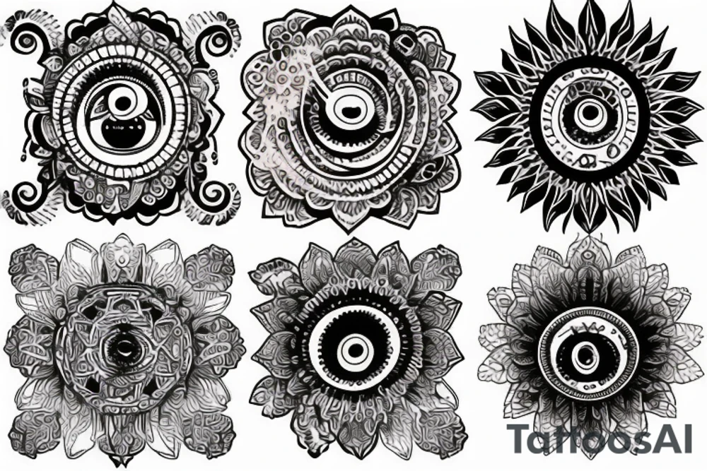 Rising sun boho style tattoo idea
