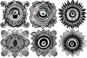 Rising sun boho style tattoo idea