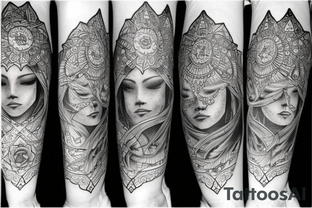 Rising sun boho style tattoo idea