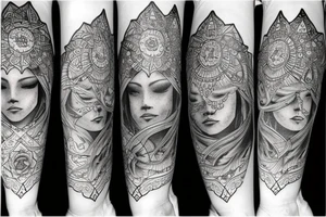 Rising sun boho style tattoo idea