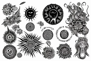 Rising sun boho style tattoo idea