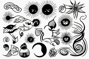 Rising sun single line drawing tattoo idea