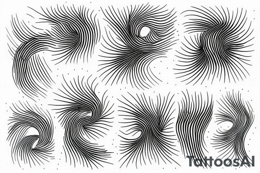Rising sun single line drawing dots and lines tattoo idea