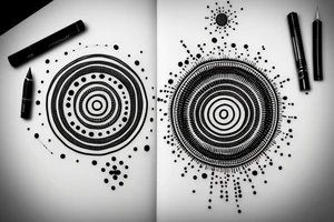 Rising sun single dots and lines tattoo idea